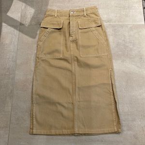 Topshop tan cargo Jean skirt